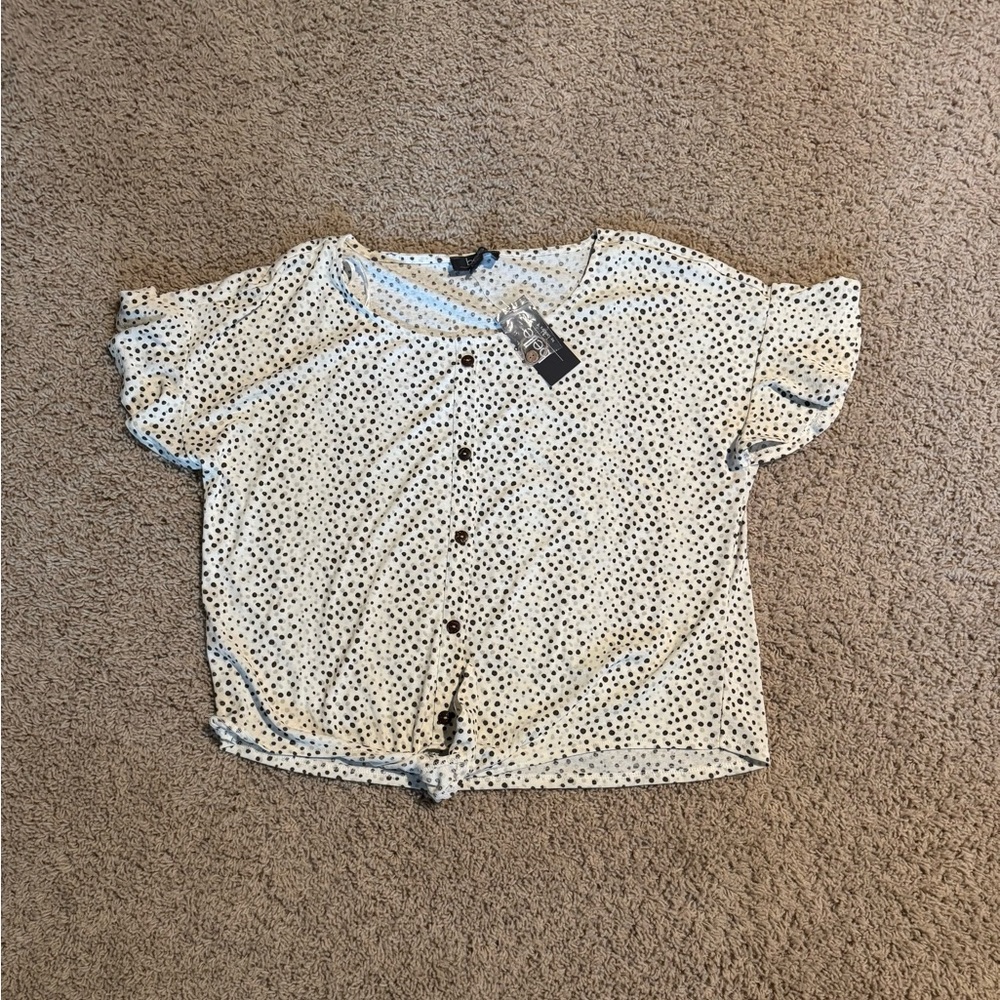 Chic Polka Dot Button-Down Shirt